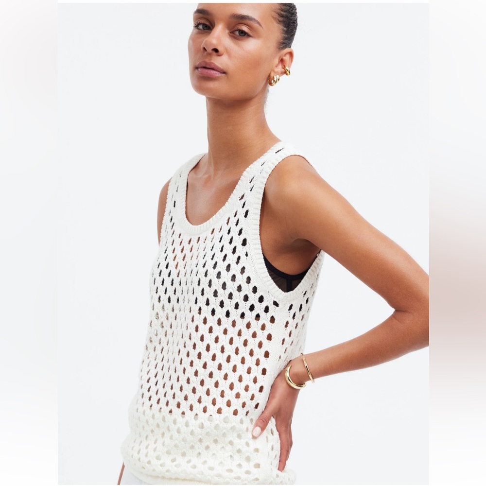 NWT Madewell Open Stitch Crochet Sweater Tank - S